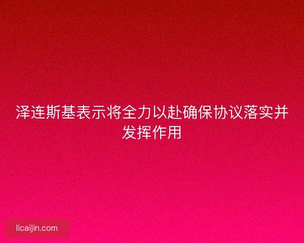 泽连斯基表示将全力以赴确保协议落实并发挥作用